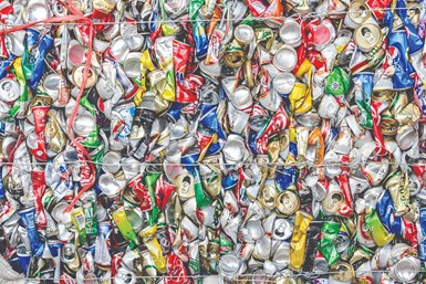 Recycled aluminum cans